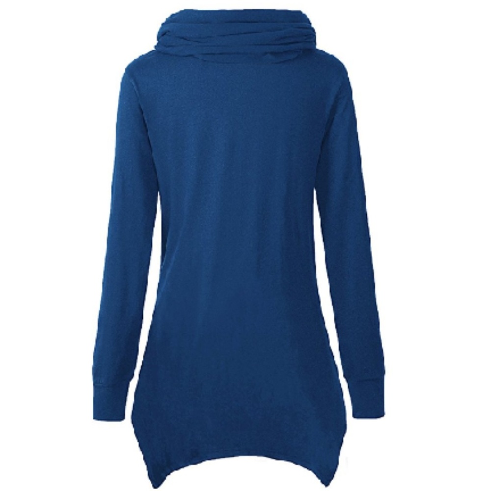 Cowl Neck Handkerchief Hem Button Tunic - Picture 2 of 2